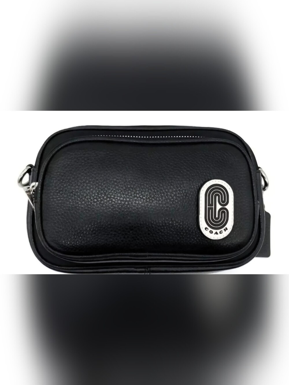 Coach Black Pebbled Leather And Nylon Court Crossbody Bag (91065)